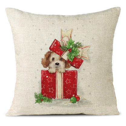 Christmas Themed Linen Pillowcase