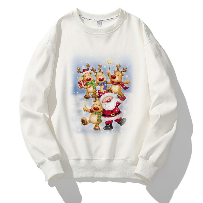 Jolly Christmas O-Neck White Sweater F