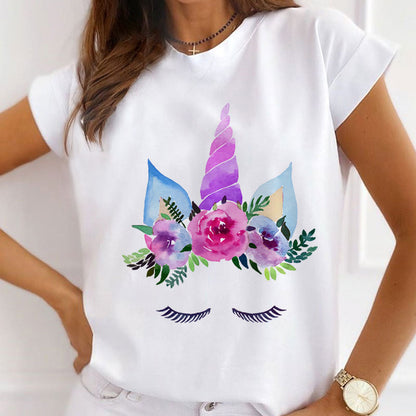 Style Q :   The Flower Is Full Of Love Femal White T-Shirt