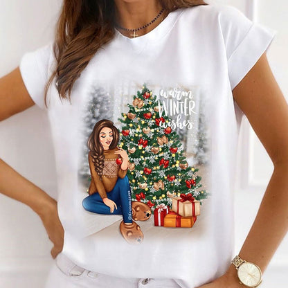 Merry Christmas Women White T-Shirt k