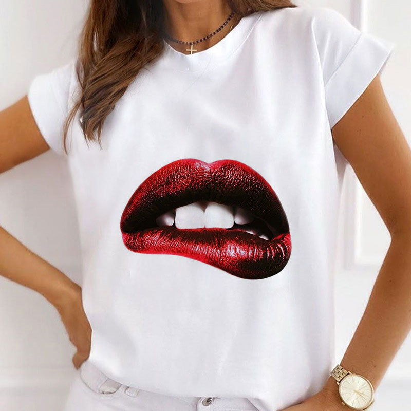 Style D: Sexy Lips Women White T-Shirt
