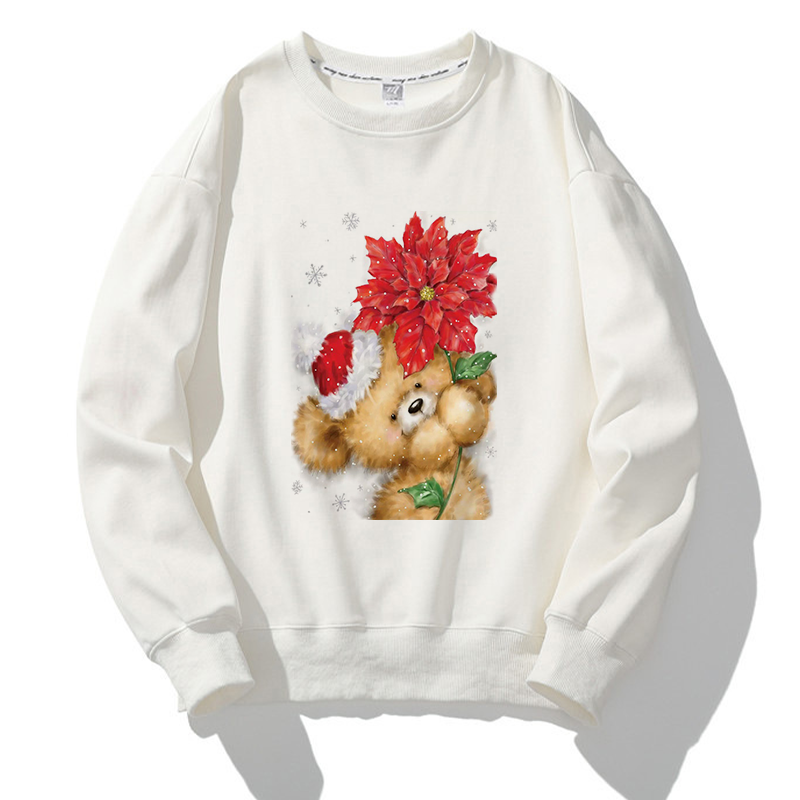Merry Christmas O-Neck White Sweater L