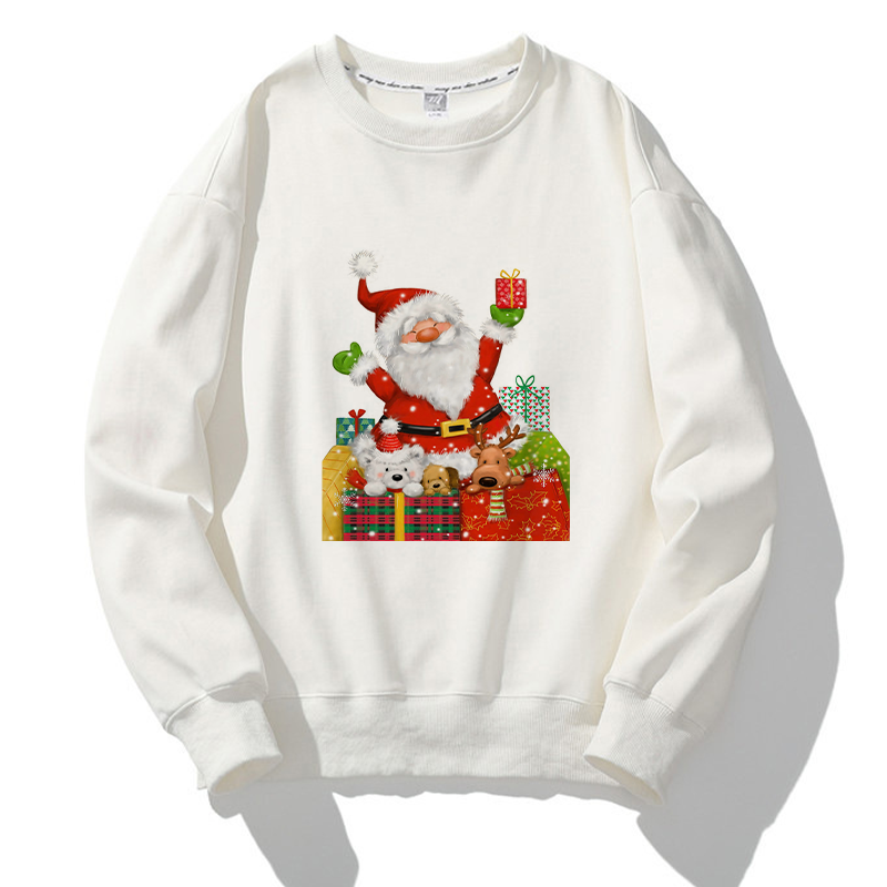 Lovely Christmas O-Neck White Sweater P