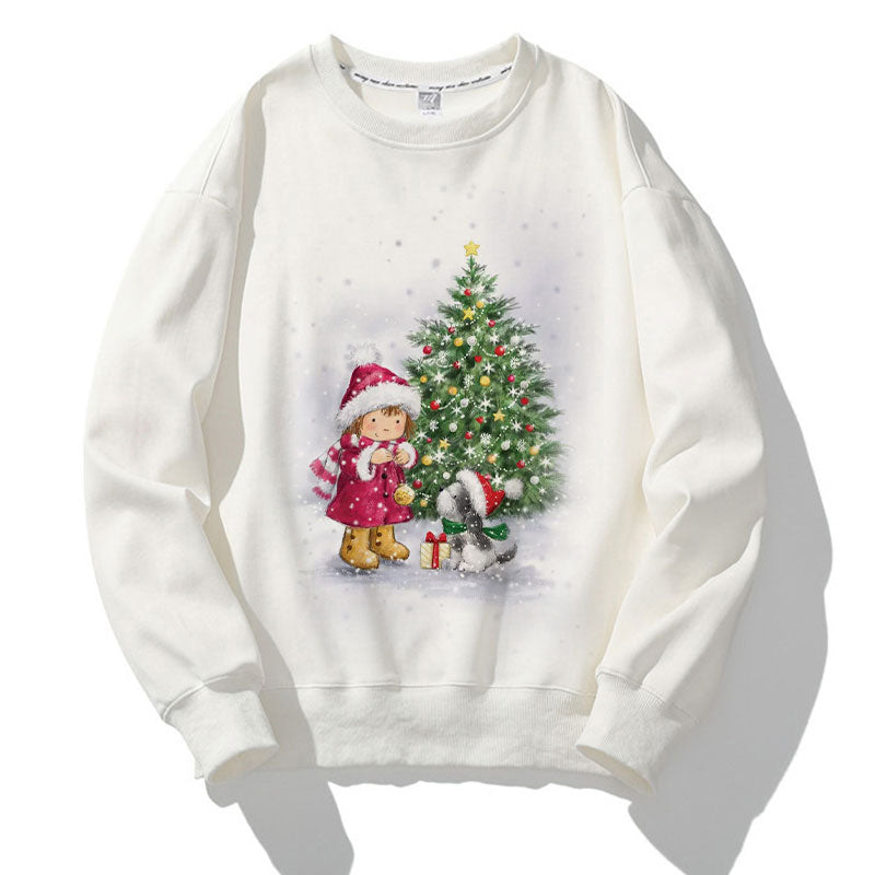 Happy 2021 Christmas O-Neck White Sweater Z