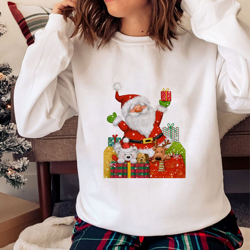 Lovely Christmas O-Neck White Sweater P