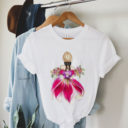 Beautiful Flowers Women White T-Shirt Y
