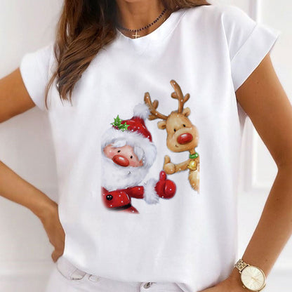 2021 Christmas Fashion White T-Shirt M