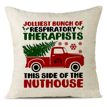 Christmas Themed Linen Pillowcase