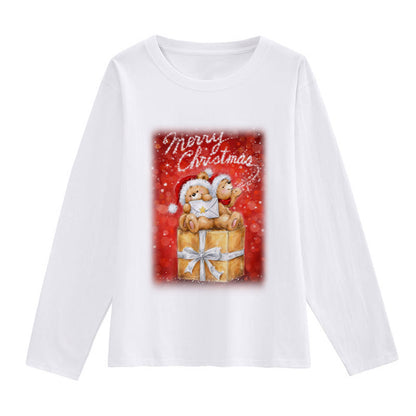 2021 Beautiful Christmas Women White T-Shirt O