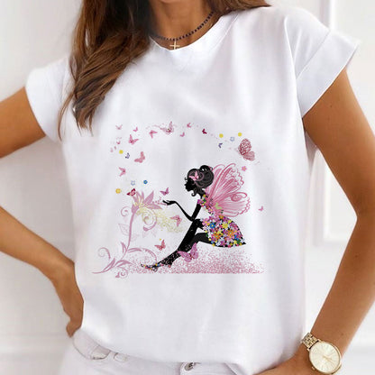 Style Y£ºBlack Girls White T-Shirt Women