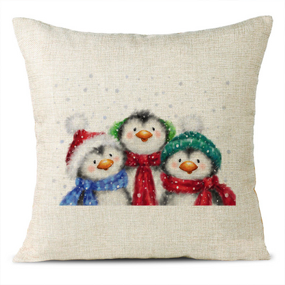 Christmas Themed Linen Pillowcase