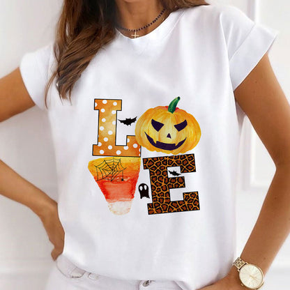 Happy Halloween Women White T-Shirt L