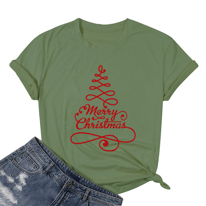 Cotton 2022 Christmas Tree T-shirts