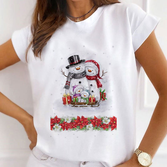 HELLO 2021 Christmas Women White T-Shirt D