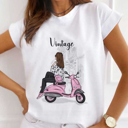 Style D: Coffee Time Female White T-Shirt