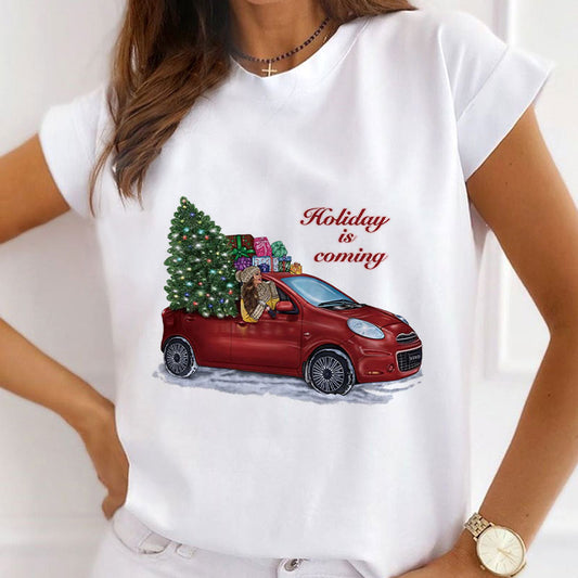 Merry Christmas Ladies White T-Shirt C