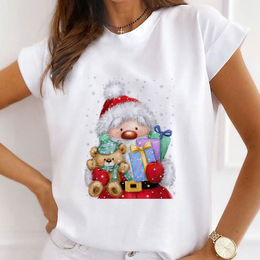 HAPPY 2021 Christmas Ladies White T-Shirt Y