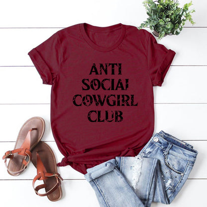 Cotton Anti Social Cowgirl T-shirt
