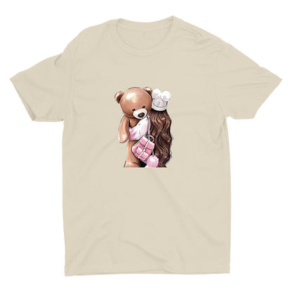 Girl with Her Bear Cotton Tee