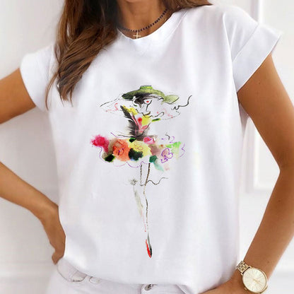 Style B :Beautiful Fashion Women White T-shirt