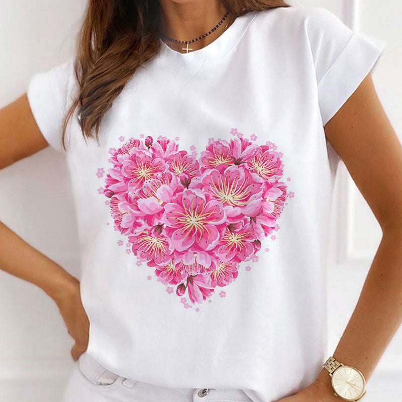 Style F :   The Flower Is Full Of Love Femal White T-Shirt