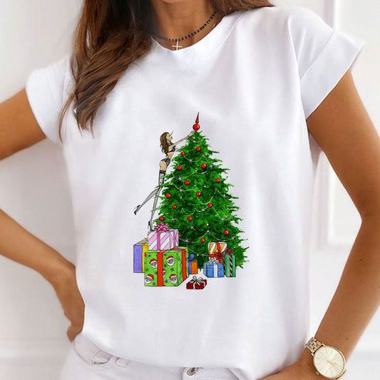 HAPPY 2021 Christmas Women White T-Shirt N