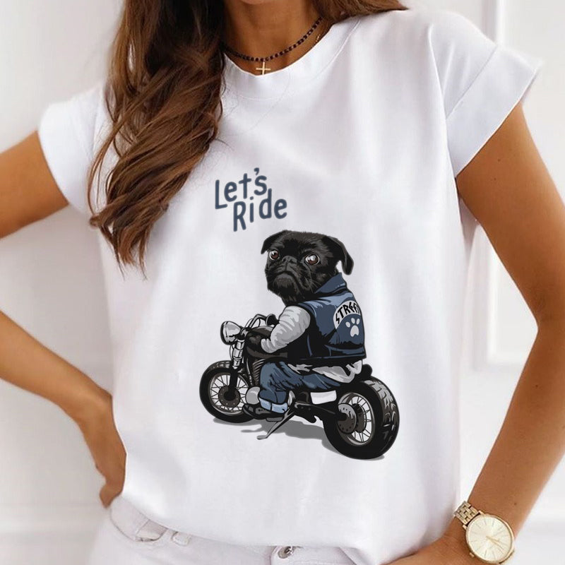 Style C :   Black Pug Female White T-Shirt