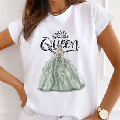 Style Q£º  Like A Queen Female White T-Shirt