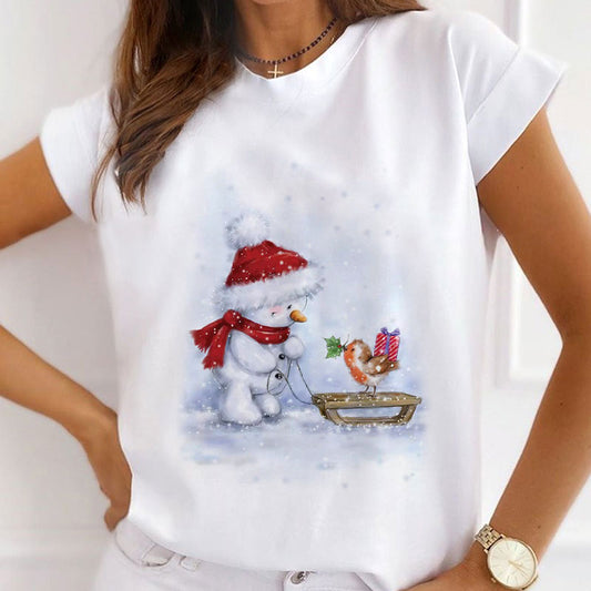 HELLO 2021 Christmas Women White T-Shirt Z