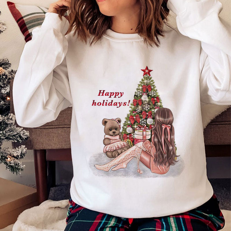 Merry Christmas O-Neck White Sweater D