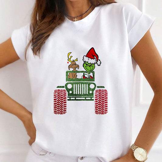 HAPPY Christmas Women White T-Shirt J