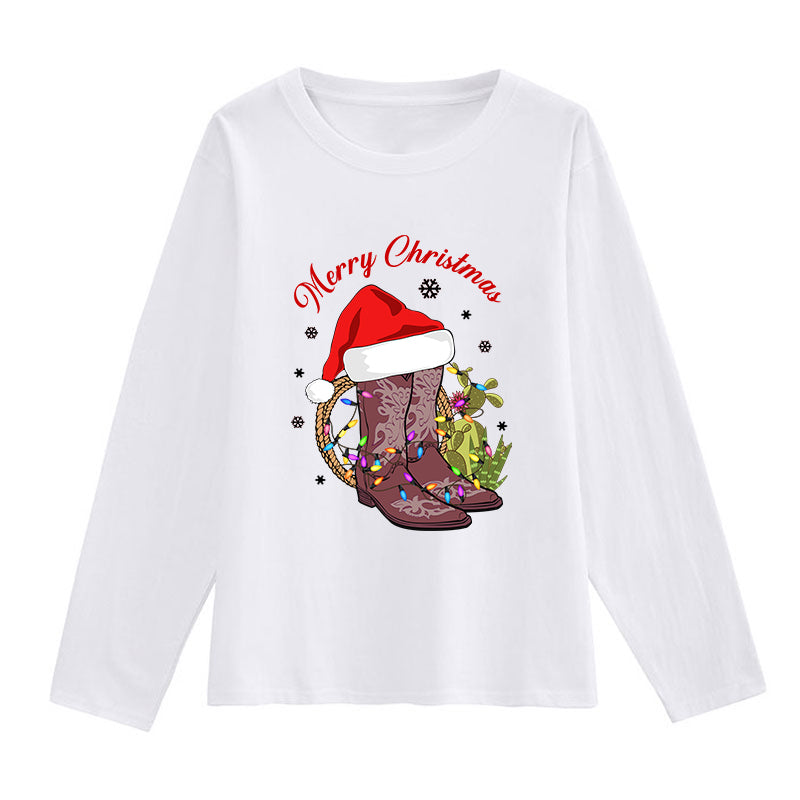 Christmas Boots White T-Shirts