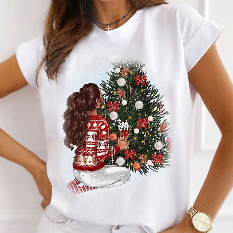 Merry Christmas Women White T-Shirt N