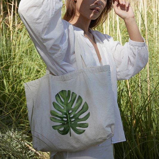 PALM LEAF CANVAS BAG