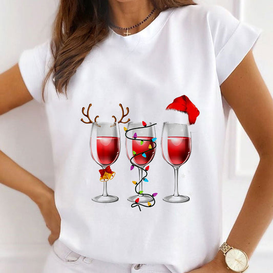 2021 Fashion Christmas White Shirt For Ladies N