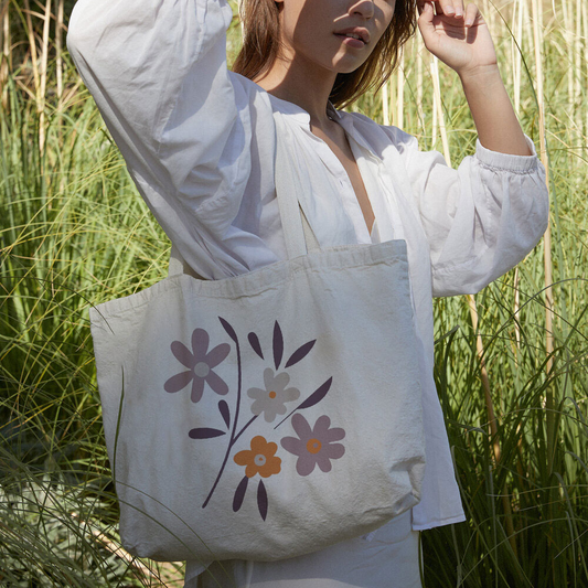 PURPLE DAISY CANVAS BAG