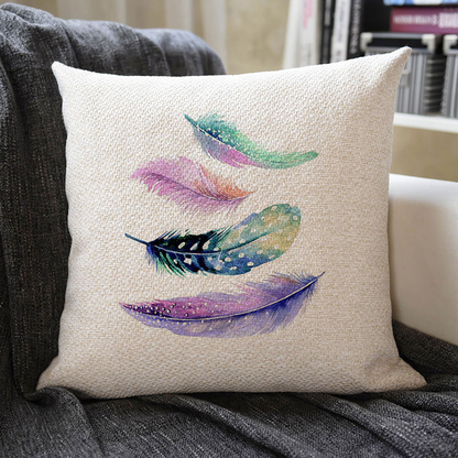 Beautiful Feathers Linen Pillowcase