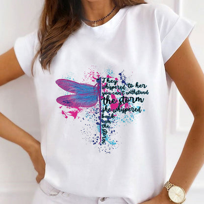 Beautiful Butterfly White T-Shirt For Women J