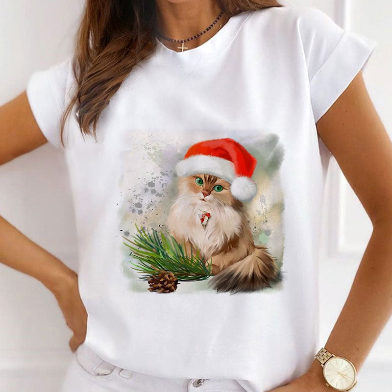 2021 HAPPY NEW YEAR Christmas Women White T-Shirt D