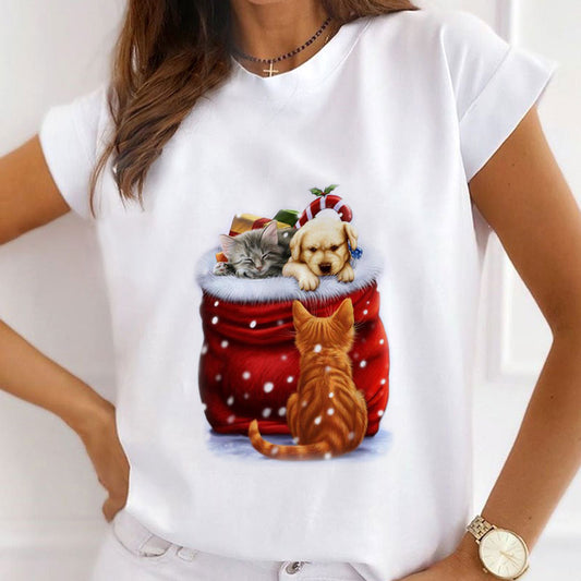 2021 HAPPY NEW YEAR Christmas Women White T-Shirt E