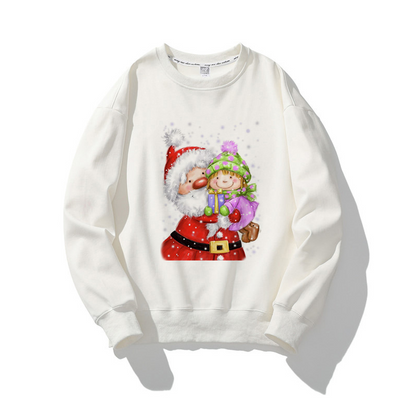 Happy Christmas O-Neck White Sweater A