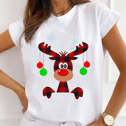 Merry Christmas Women White T-Shirt Q