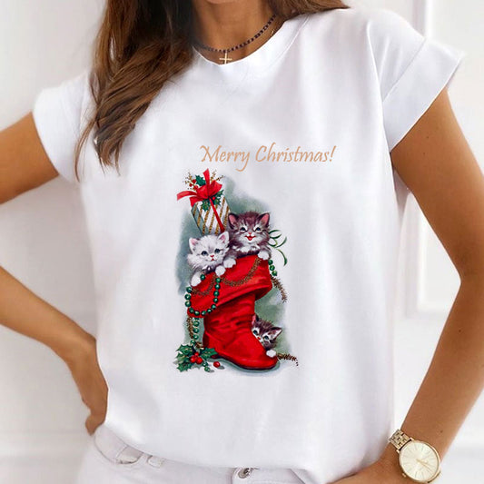 2021 HAPPY NEW YEAR Christmas Women White T-Shirt G