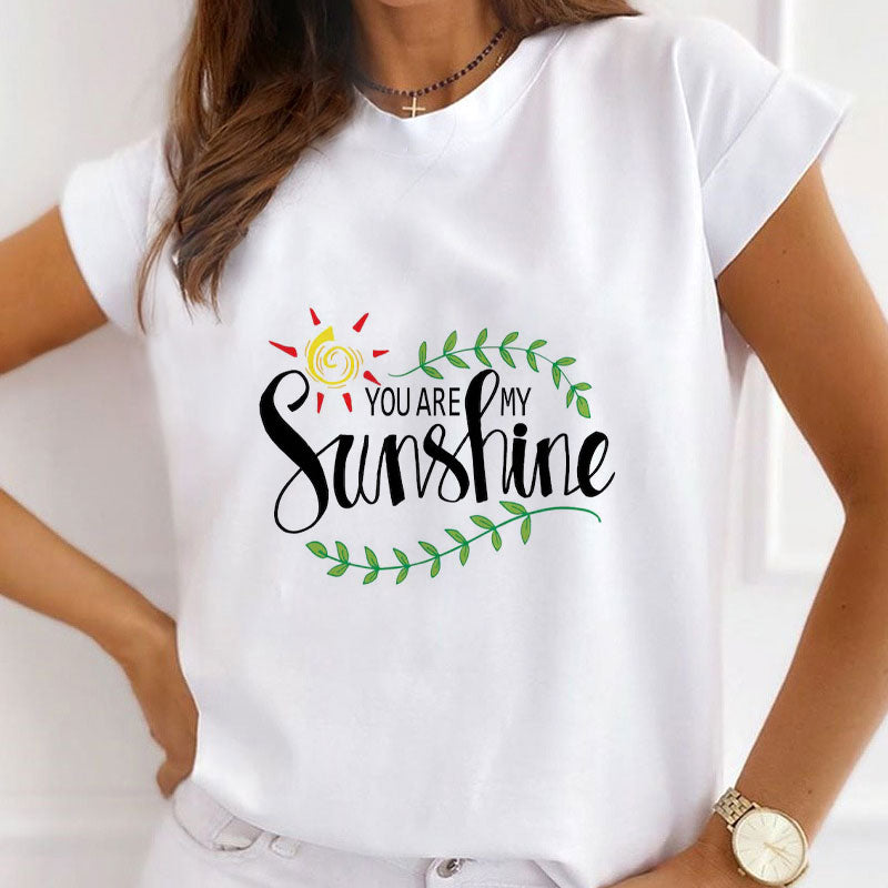 Style D : You Are My Sunshine Female White T-Shirt