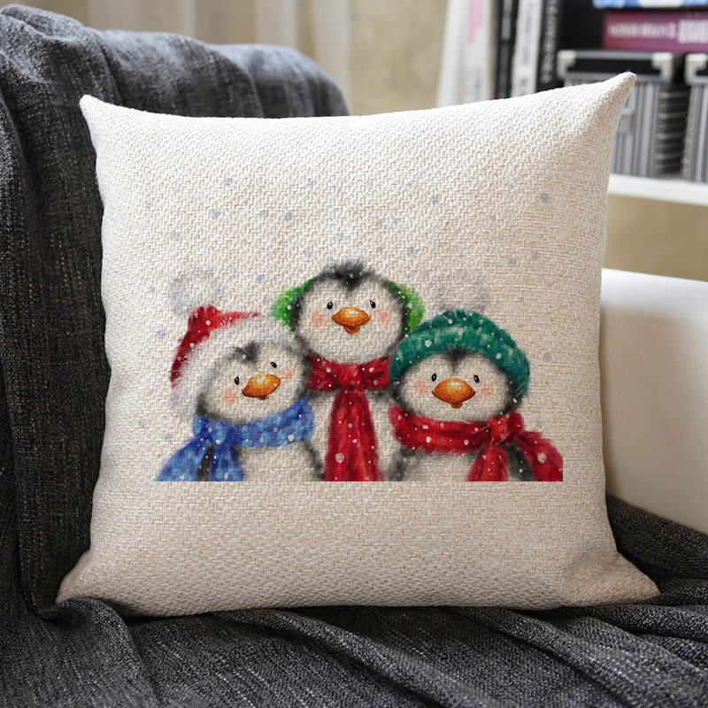 Christmas Themed Linen Pillowcase