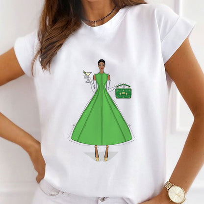 Style D :  Fashion Industry Leader Female White  T-Shirt