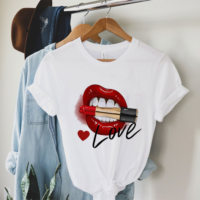 Sexy Red Lip Style A T-shirt Women