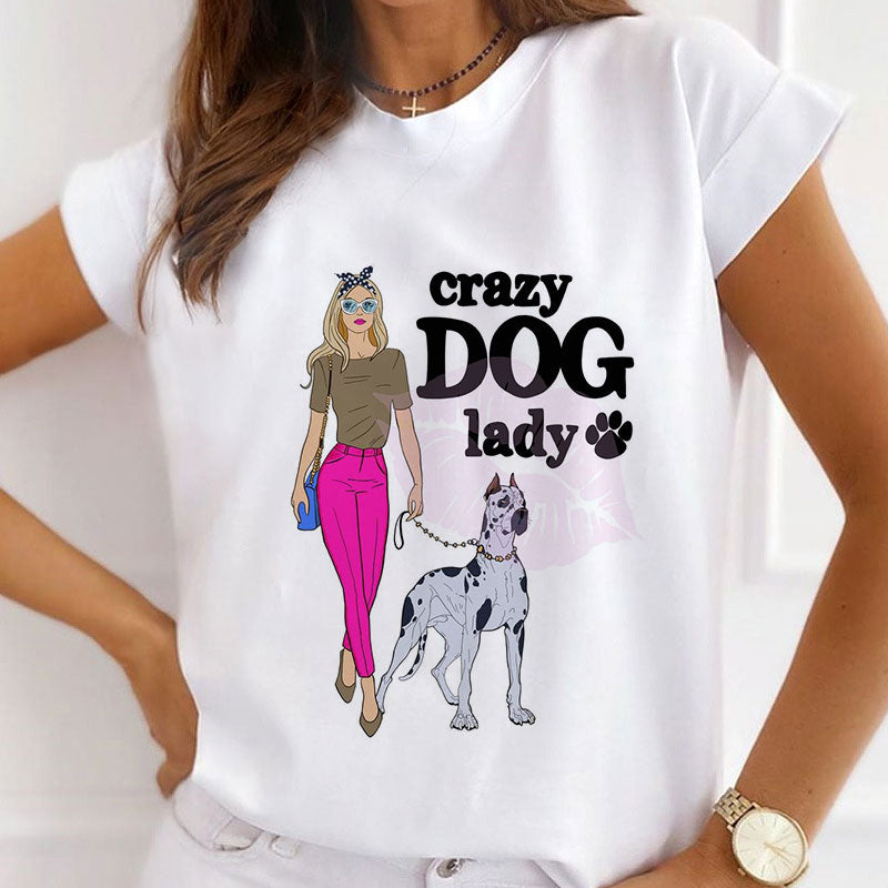 Style D :  Crazy Dog Lady Women White T-Shirt