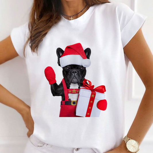 HAPPY Christmas Women White T-Shirt D