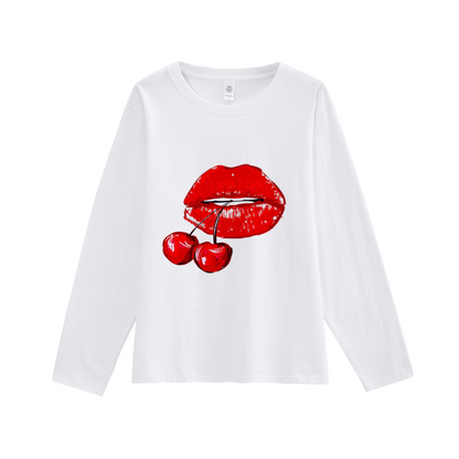 Style Q: Sexy Lips Women White T-Shirt